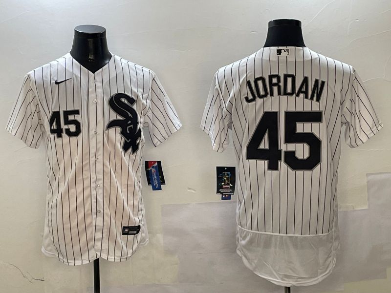 Men Chicago White Sox #45 Jordan White Stripe Elite 2025 Nike MLB Jersey style 1->chicago white sox->MLB Jersey
